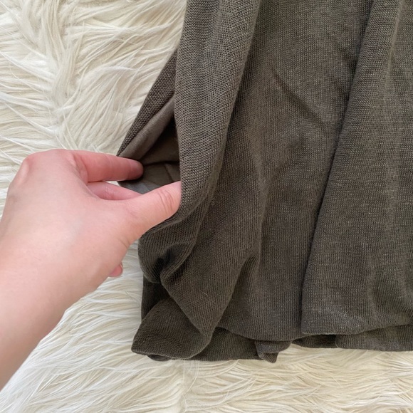 Theory Olive Green Linen Silk Knit Sleeveless Scoop Neck Bubble Hem Dress Tunic - Picture 5 of 11